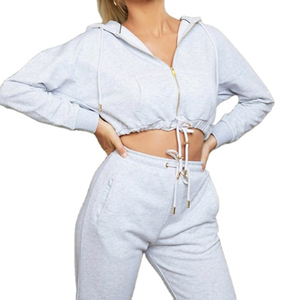 2020 última moda marca mujeres Crop Top sudaderas con capucha con Panel DE TRABAJO Casual Wear sudaderas con capucha - Product Image 3