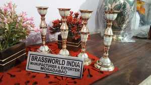 Candelabro de perlas de latón, suministros de Iglesia, suministros funerarios de la India - Product Image 3