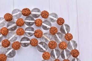 ควอตซ์ + Rudraksha Mala ขนาด34นิ้ว,ลูกปัดคริสตัลบำบัดธรรมชาติขนาด108-8มม. - Product Image 2