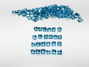 Topacio azul natural, 4x4mm, corte de cojín, lazo calibrado limpio, calidad superior, piedra preciosa facetada, a granel, piedra preciosa de Topacio azul cielo suelta - Product Image 5