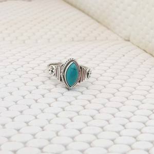 แหวนพลอยเทอร์ควอยส์ทำมือเป็นเอกลักษณ์100% 925สเตอร์ลิงเงินสไตล์คลาสสิกดีไซน์สวยงามสำหรับงานแต่งงาน - Product Image 3