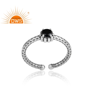 Natural Black Onyx Gemstone Prong <b>Set</b> <b>Ring</b> Jewelry Wholesaler 925 <b>Silver</b> Oxidized <b>Ring</b> Jewelry Supplier - Product Image 2