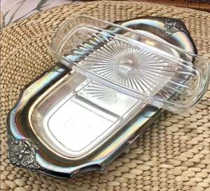 ภาชนะใส่เนยสแตนเลสสตีลแบบคลาสสิกเหมาะสำหรับวางบนโต๊ะในบ้านและในครัวจานและจานเนยเครื่องเงินโลหะ - Product Image 4