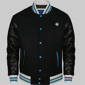 Huzaifa produits personnalisé nouveau hommes veste d'hiver respirant Style Vintage véritable noir laine manches toile tissu avant - Product Image 3