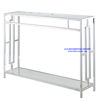 Table console extensible moderne en acier inoxydable, taille personnalisée, finition argent brillant, meubles de salon pour hôtel, appartement