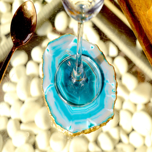 Posavasos de Ágata Natural Pulida en Forma de Rodaja |   Juego de Posavasos de Piedra Geodésica de Cristal |   Posavasos Decorativos para Mesa, Juego de Posavasos para Decoración del Hogar, Regalo - Product Image 5