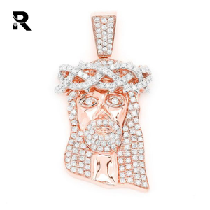 1.50ctw 14k Jaune Blanc Rond En Or Rose Diamant Jésus Pendentif Bijoux - Product Image 2