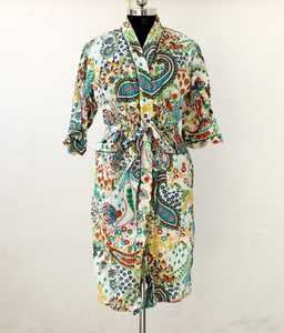 Robe Kimono indienne en coton, vêtements de nuit, tunique de bain, faite à la main, costume, - Product Image 6