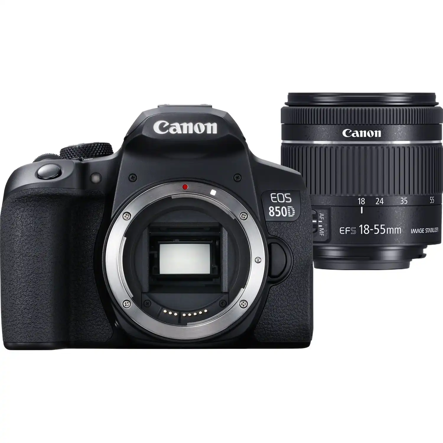新しいCanon850D/Rebel T8i DSLRカメラおよびEFS18-55mmレンズ