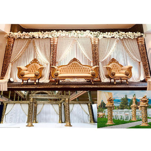 Décoration de scène de mariage musulmane en fibre dorée, thème Rajwada, la plus vendue pour la mise en scène de cérémonies de mariage musulmanes - Product Image 1