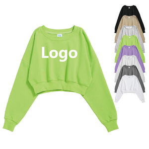 Sudadera con capucha para mujer, con logo personalizado, ropa de calle de talla grande para invierno, Top corto con cremallera de diseñador - Product Image 1