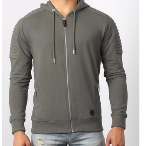 Sweat à capuche zippé imprimé motard pour homme 100% coton Design personnalisé équipe sportive pour l'hiver motif solide - Product Image 1