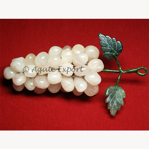 Quartz Rose fait à la main et mousse Agate pierre raisins Style Feng Shui sculpté décoratif mascotte technique de gravure - Product Image 1