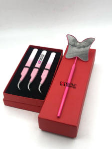 คีมหนีบขนตาแบบกระจกผีเสื้อเคลือบสองสีอุปกรณ์เสริมความงามด้ามจับเพชรสไตล์ใหม่ - Product Image 2