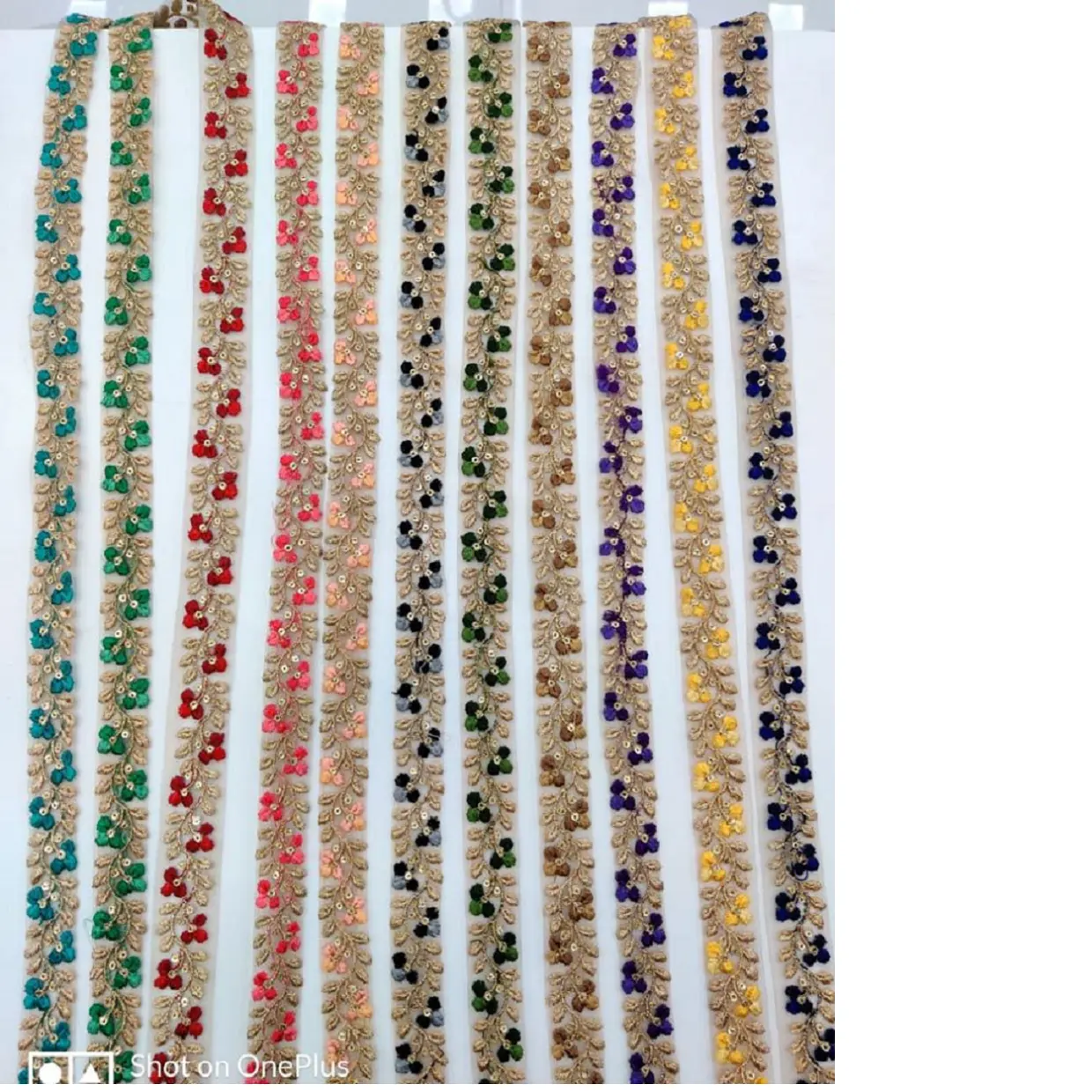 Laços bordados florais de tecido de organza, laços de tecido bordados personalizados, decorados em 100% algodão, crocheted