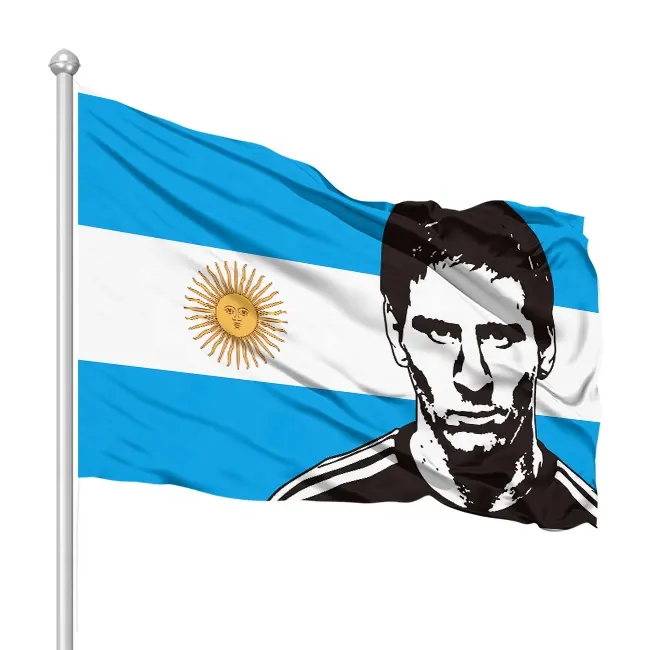 Bandeira esportiva do futebol 100% poliéster, argentina, equipe de futebol messi, bandeira personalizada