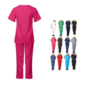 Setelan Atasan & CELANA Jogger Wanita, Set Scrub Atletis Modern Leher V Scrub Pants Modern