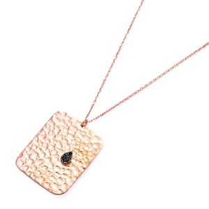 Colgante de forma rectangular martillado lágrima en encanto venta al por mayor joyería de plata 925 hecha a mano - Product Image 1