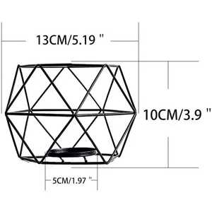 Geometric <b>Black</b> Tea Light Metal Candle Holder Stylish Other Candle Holders <b>Lanterns</b> & Candle Jars - Product Image 2