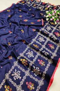 Plus belle tenue de mariage Jute soie imprimé Saree avec chemisier pièce femmes indiennes portent Sari bas prix en gros Surat ethnique - Product Image 2