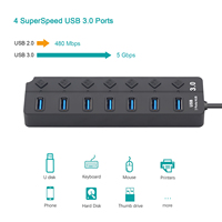 Multi USB 3.0 Hub Fast Speed 7 Port Switch Indicateur LED pour ordinateur portable PC