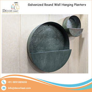 Jardinières murales en fer galvanisé antique en métal galvanisé économique Pots de fleurs décoratifs de jardin faits à la main pour les jardins indiens - Product Image 2