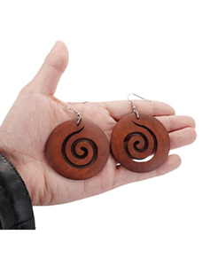 Boucles d'oreilles en bois pour femmes, boucles d'oreilles pendantes bohèmes brunes, légères, vintage, en bois bronze, pour bijoux africains - Product Image 2