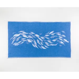 Cotton 100*180cm Jacquard Woven Fish Gang Light Weight Peshtemal Turkish Bath Hammam Towel