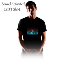 Nouveau T-Shirt bleu de DJ pour hommes, avec lumière froide, égaliseur de son activé, LED, pour Bar Rock Disco