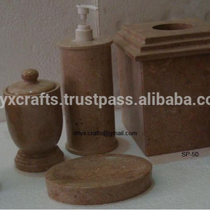 Ensemble d'accessoires de salle de bain en marbre de Vérone de haute qualité comprenant un savon et un porte-bain au prix d'usine - Product Image 1