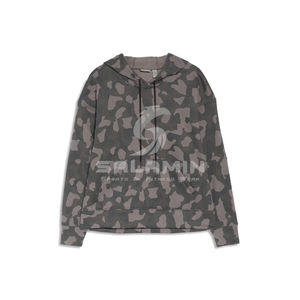 Sweat à capuche oversize gris vintage pour femme, imprimé sur mesure avec logo frontal, style streetwear, manches longues, décontracté, coupe-vent, en polaire, pour l'hiver - Product Image 4