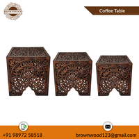 Ensemble de 3 tables d'appoint carrées modernes en MDF sculpté, finition cuivre noir antique, pour chambre, salle de bain, salon, appartement, qualité supérieure