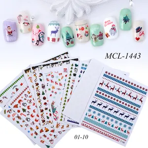 New private label christmas unicornio nail stickers/new year nail sticker for nail