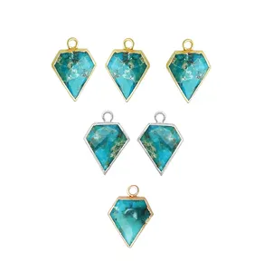 Turquoise Edelsteen Goud Electroplated Diamond Shape Hanger Sieraden GD-11