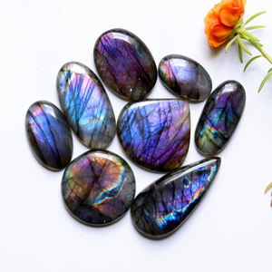 Cabujones de labradorita púrpura, esfera de labradorita, colgante de labradorita con baño de oro, bola de labradorita, colgante de mariposa de cristal, cabujón - Product Image 4