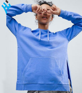 Sweat à capuche pour femme, nouveau Style, bleu, pull, vêtement de rue, fendu sur le côté, large, haute qualité, - Product Image 2