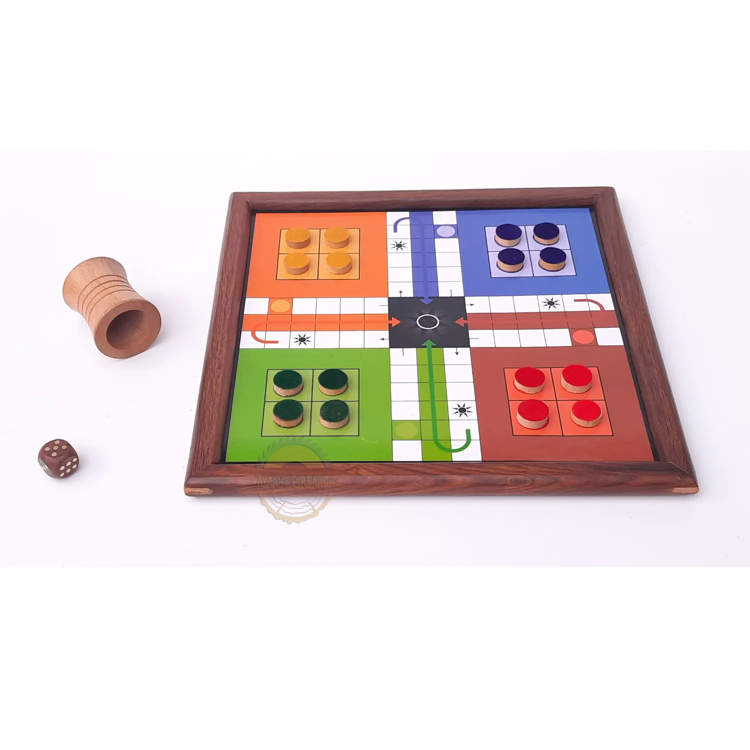 Beautiful Handcrafted Sheesham wood Ludo Top Quality Children and adults Fun Board Game Customization Available