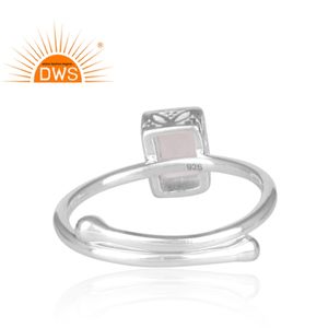 Anillo de plata de primera ley con gema de cuarzo para mujer, sortija, plata esterlina, piedra preciosa, Corte Rectangular - Product Image 4