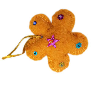 Flores de Fieltro de Lana para Decoración de Interiores y Exteriores, Decoración Navideña Cosida a Mano, Adornos Navideños Naranjas - Product Image 1