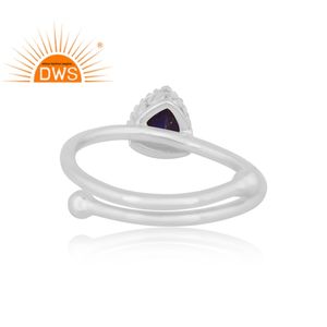 Anillo de Plata de Ley 925 con Lapislázuli Natural, Diseño Triangular, para Mujer, Fabricante de Joyería, Superventas 2026 - Product Image 4