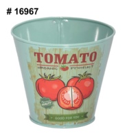 Petit seau à légumes imprimé, vase à fleurs décoratif de table, finition en fer galvanisé, écologique, pot de fleurs d'intérieur/d'extérieur