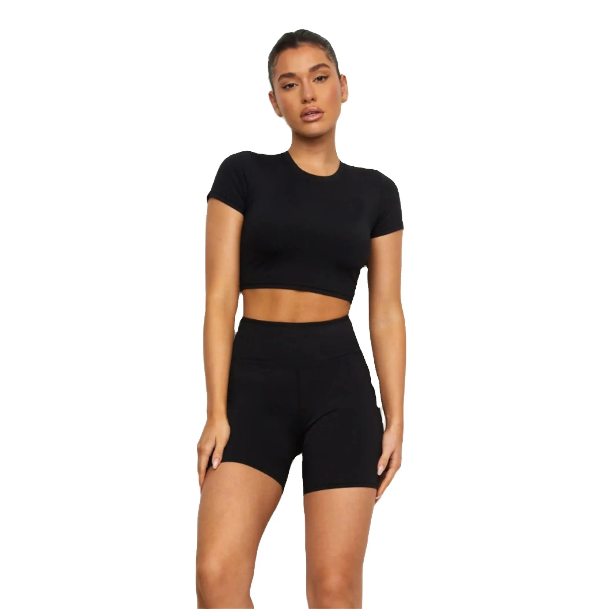 OEM Factory Betteractive Short Sleeve Plain Baby Tee, Round Neck Bodycon Crop Top Jogging Workout T Shirt