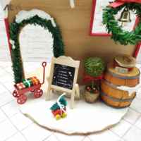 Miniature rouge en forme de remorque, boîte cadeau, matériaux bois, papier, plastique, fer, jute, mousse, décorations de Noël DIY, montage facile, maison de poupée, enfants