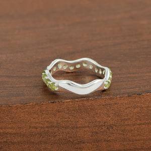 Collection moderne Unique pur 925 argent Sterling Micro pavé bande en gros péridot pierres précieuses fête porter bague solide bijoux fins - Product Image 5