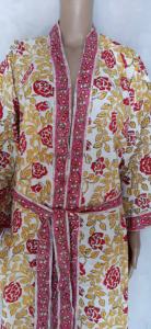 Modern Indian Cotton Kaftan Maxi Dress for Women Vintage <b>Swim</b> <b>Robe</b> Hand Block Print Long Beach Cover Night Waistline Natural - Product Image 3