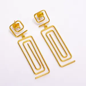 Customization Brass Metal Fashion Lovely Ladies' Earrings Yellow Gold Plated Jewelry