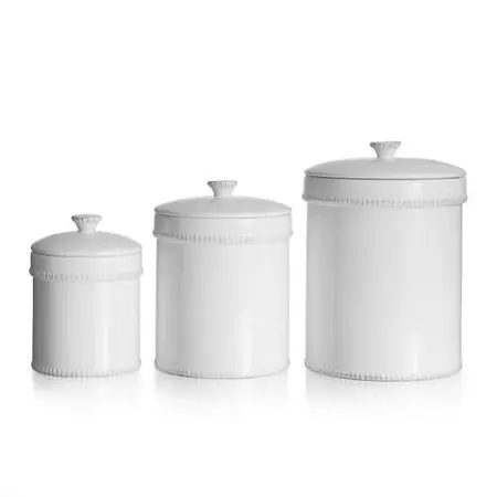 Set Of 3 Round Shape White Color Kitchen Jar Superior Quality Customized Size Iron Food Container Jar At Cheap Price
