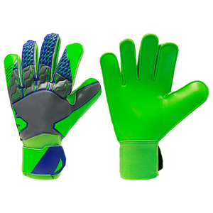 Green Football Goalkeeper Gloves With Blue Palm And Adjustable Wrist <b>Strap</b> Unisex Sports Gear - Product Image 1