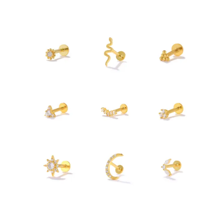 ROXI — boucles d'oreilles en argent Sterling 925, clous, Helix, Tragus, Piercing sur conque, bijoux filetés, pour Cartilage