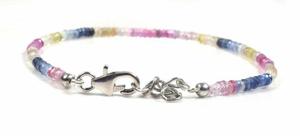 Venta al por mayor de Plata de Ley 92,5 brazalete hecho a mano 8 \ "largo Natural Multi zafiro facetado Rondelle regalos religiosos fiestas - Product Image 2